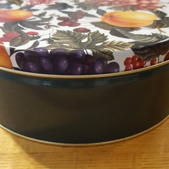 Vintage Metal Storage Tin with Fruit Lid 10" x 4" - Picture 4 of 8